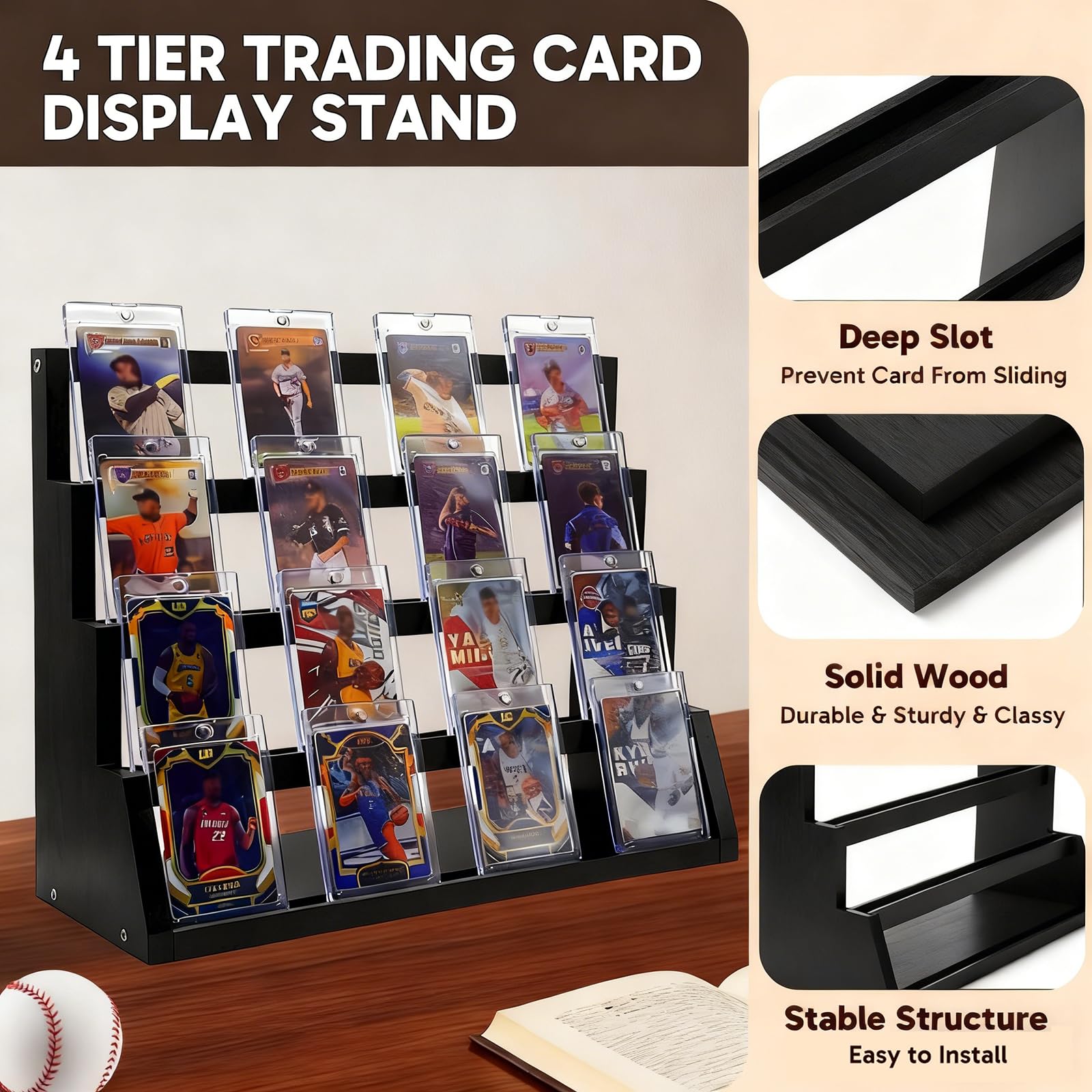 Enklogic deep grooves securely hold each card in place