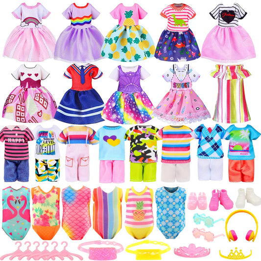 ENOCHT 30-piece doll clothes set for imaginative play on 5.3–6 inch dolls