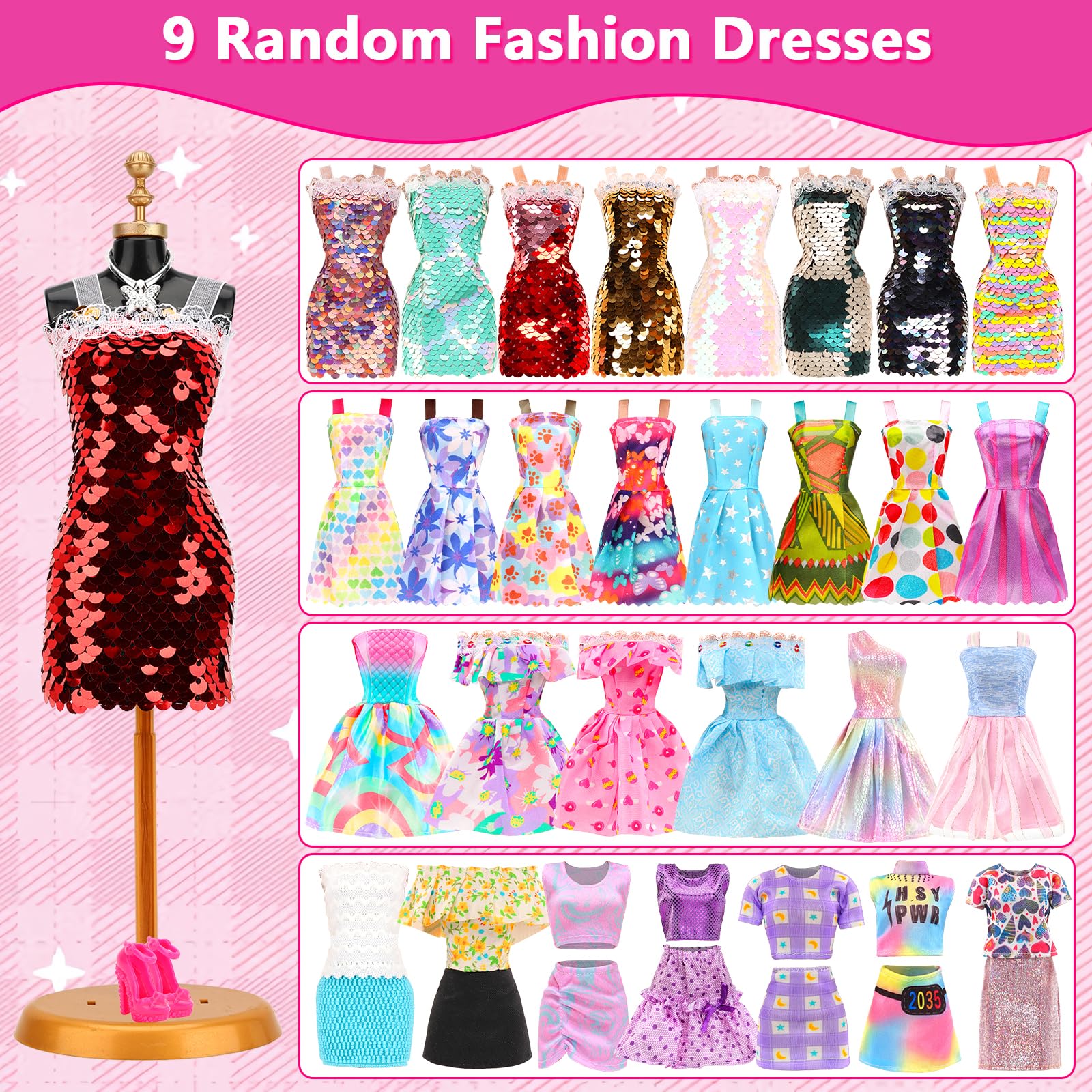 ENOCHT fashion dresses set enables stylish mix-and-match play for 11.5-inch dolls.