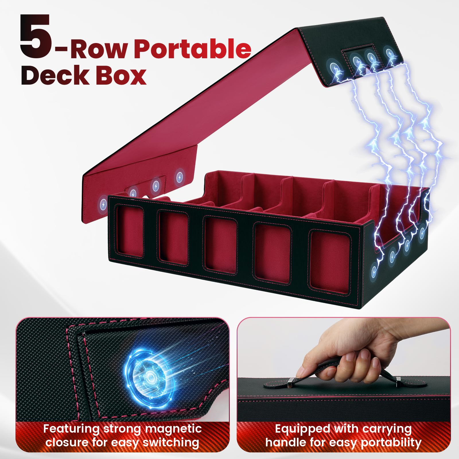Enrichovo 5-row organizer with commander display window for easy card viewing.