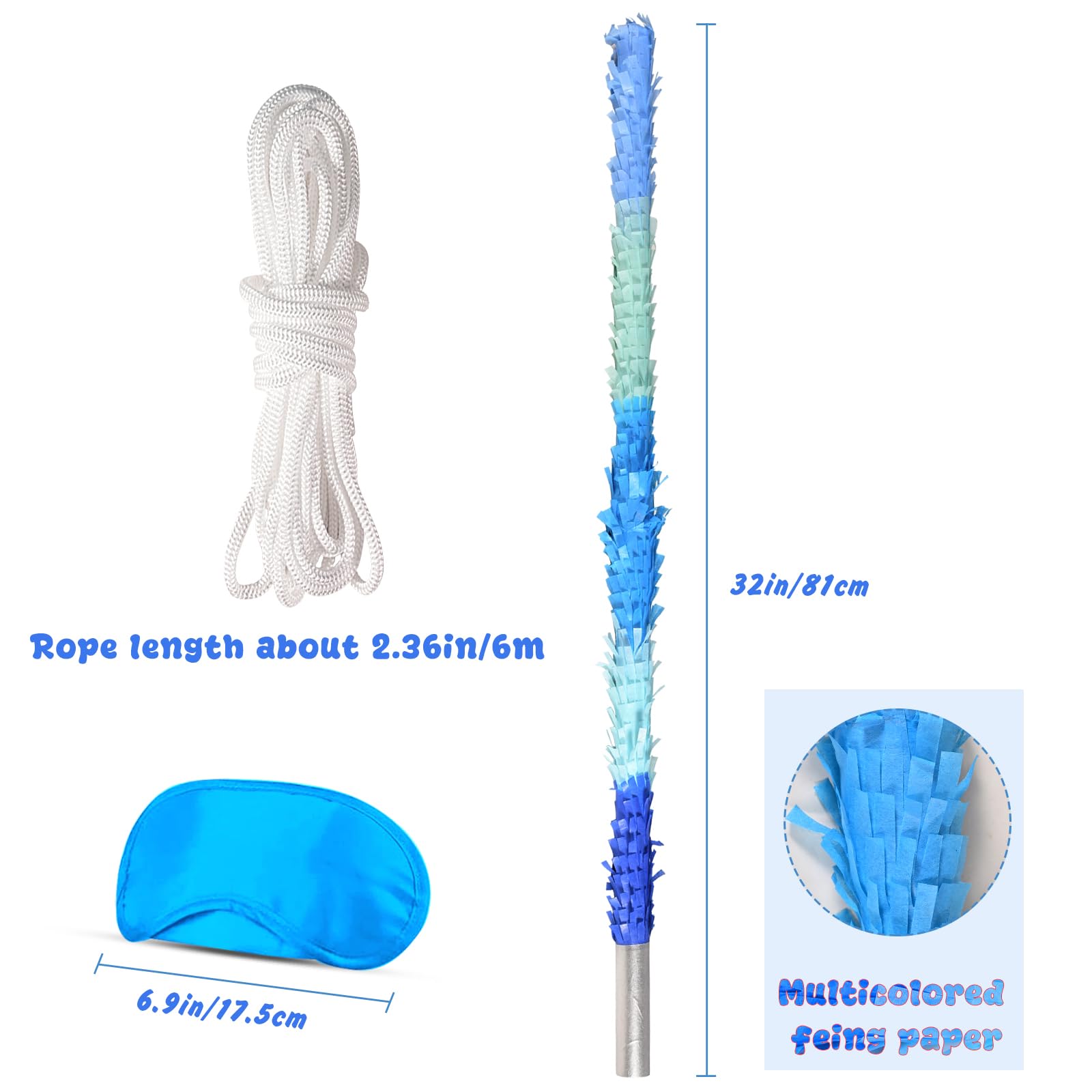 EnriQ pinata stick blue with blindfold for classic party play