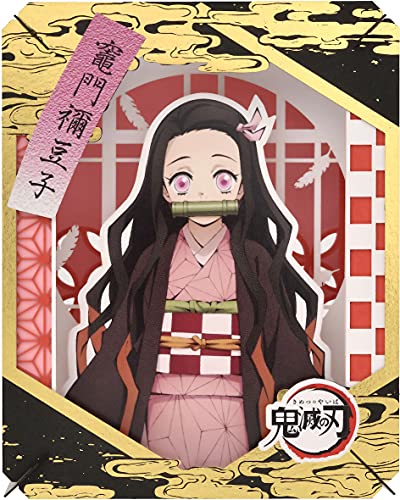 Ensky Nezuko Kamado paper theater PT-217 front detail highlighting pink kimono pattern.