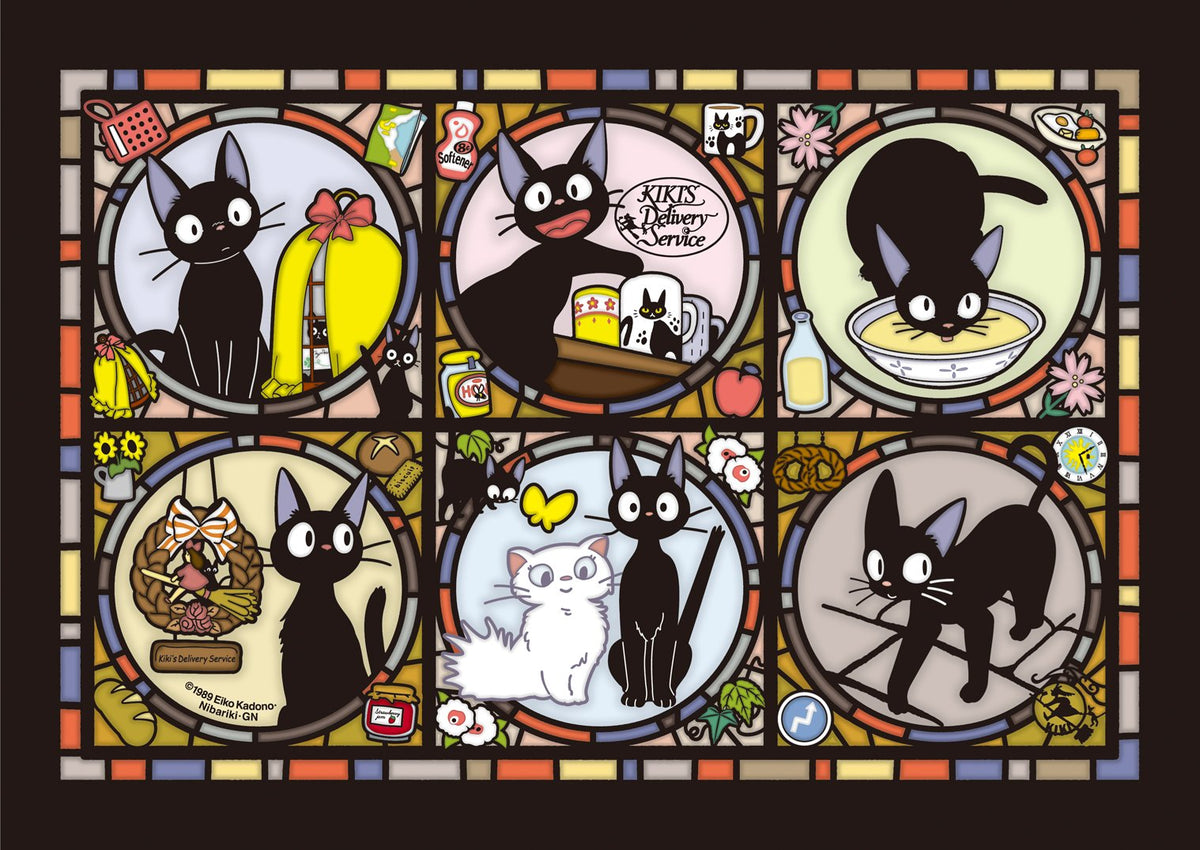 Ensky Kiki's Delivery Service Jiji Art Crystal Puzzle with crystal transparency for a shimmering window display.