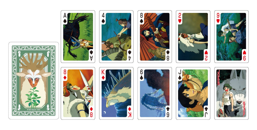 ensky Princess Mononoke Playing Cards back design highlights forest imagery for collectors.