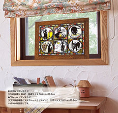 Ensky stained glass style puzzle featuring Jiji, ideal for bright window decor and cozy puzzle sessions.