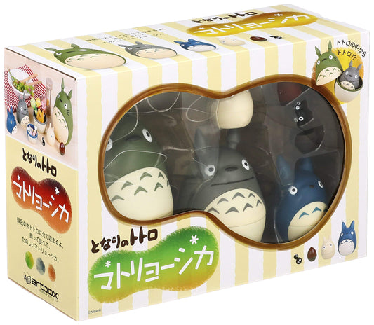 Ensky Totoro nesting dolls stacked for elegant shelf display