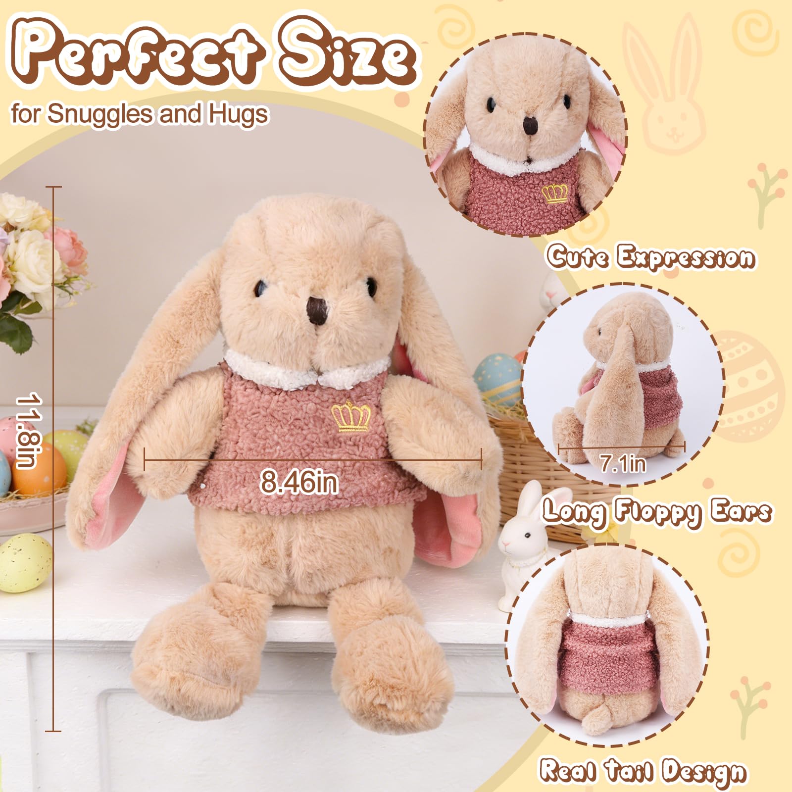 Entallor beige plush rabbit with big pink ears designed for imaginative play