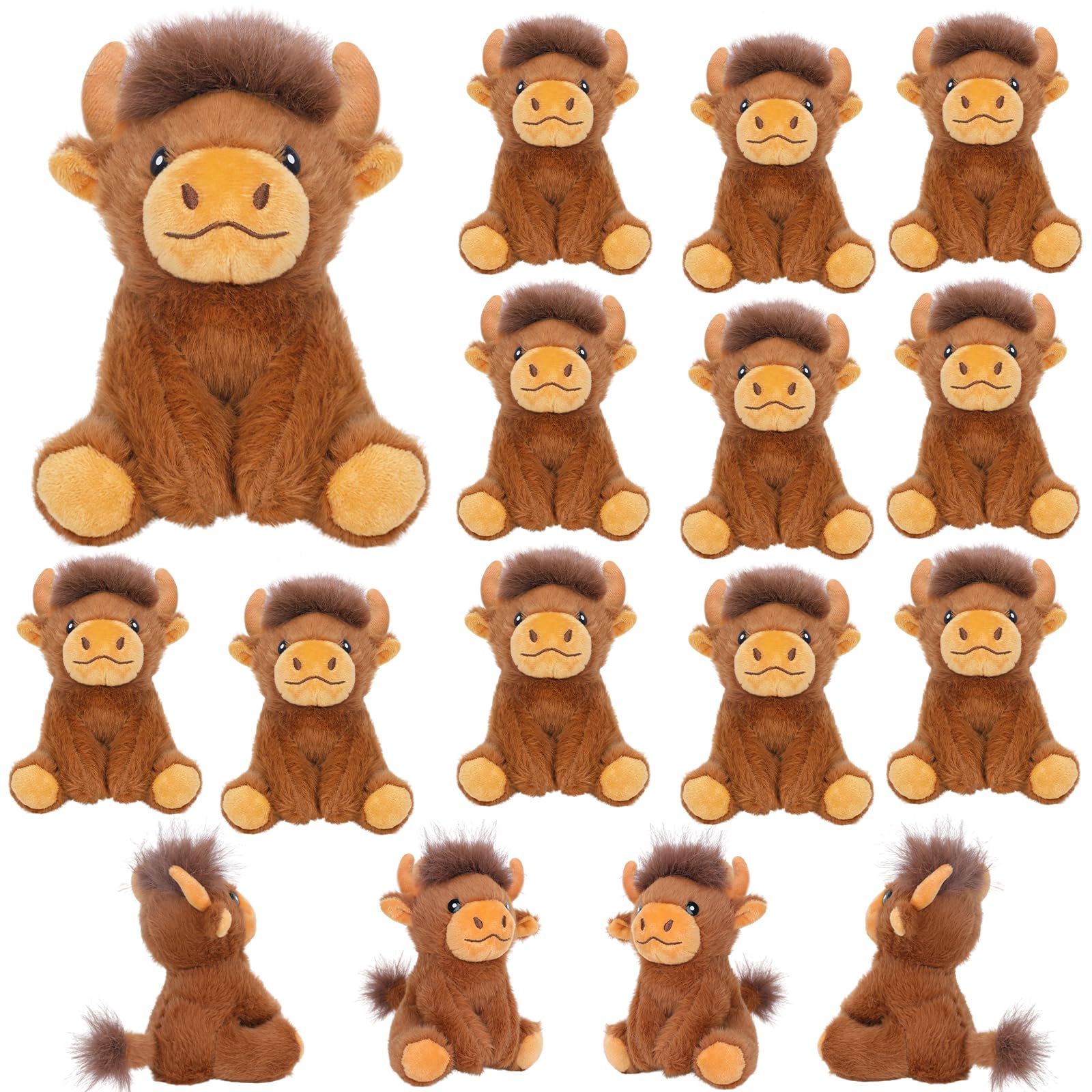 Entallor mini Highland cow plush 5.9-inch face detail shows soft fur and friendly expression