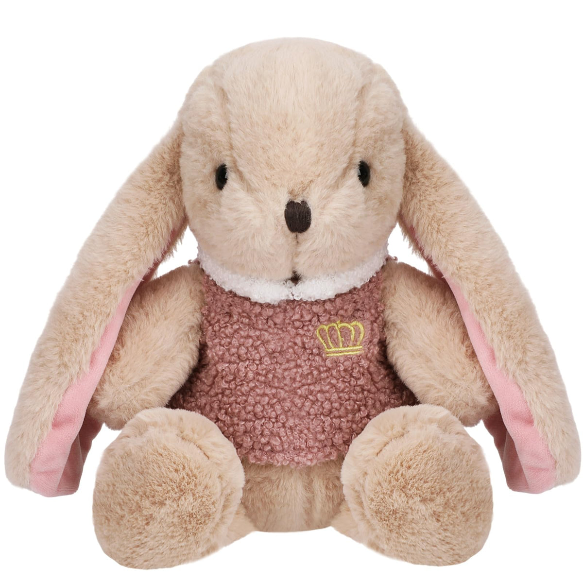 Entallor valentines soft bunny rabbit 11.8-inch cuddly beige plush with pink ears for hugs