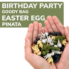 Entervending army-men support imaginative play at birthdays and family gatherings