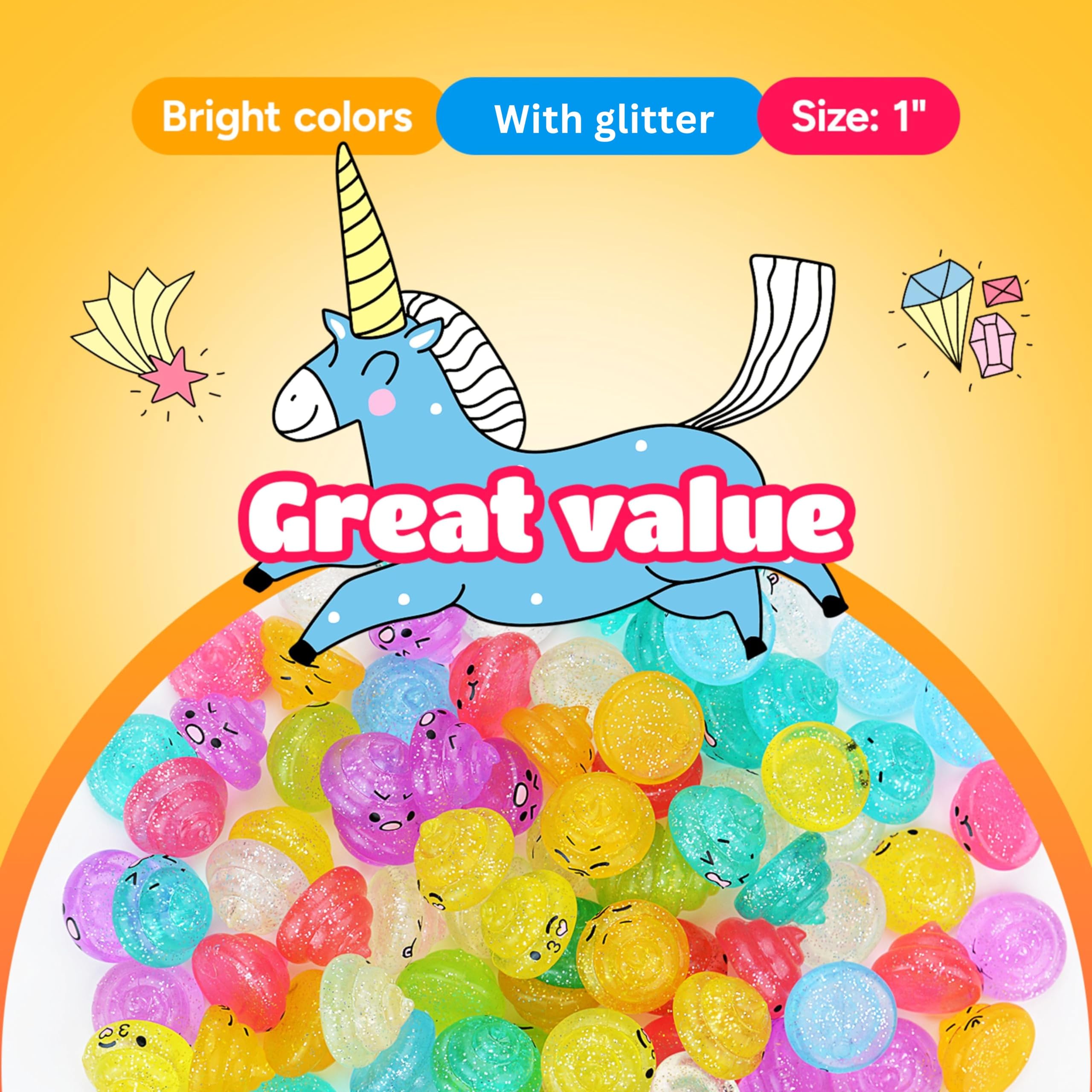 Entervending Unicorn Poop mini toy with lilac glitter and friendly expression.