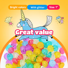 Entervending Unicorn Poop mini toy with lilac glitter and friendly expression.