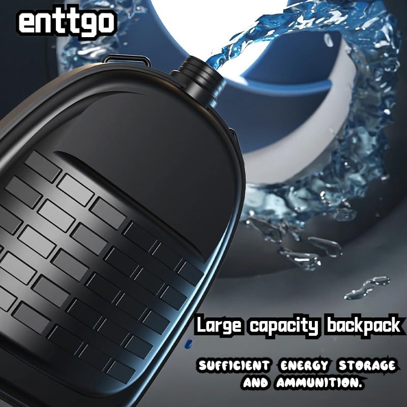 Enttgo blue Gatling with backpack ready for transport and play.