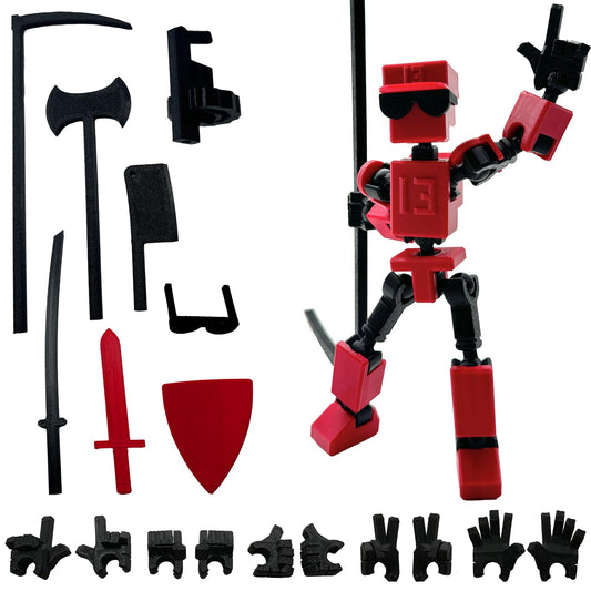 Enttgo MINI13 red assembly showcases precise 3D printed construction for display.