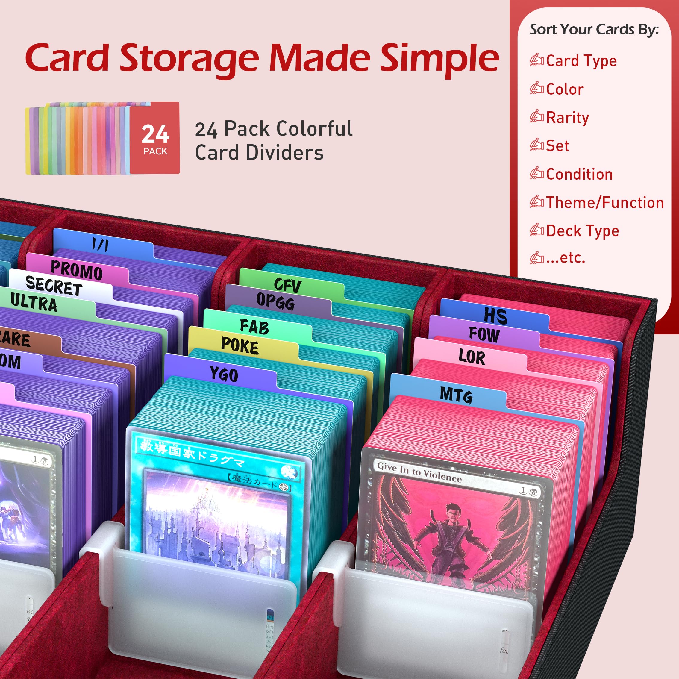 ENTUMO 24-divider layout highlights organized card categorization