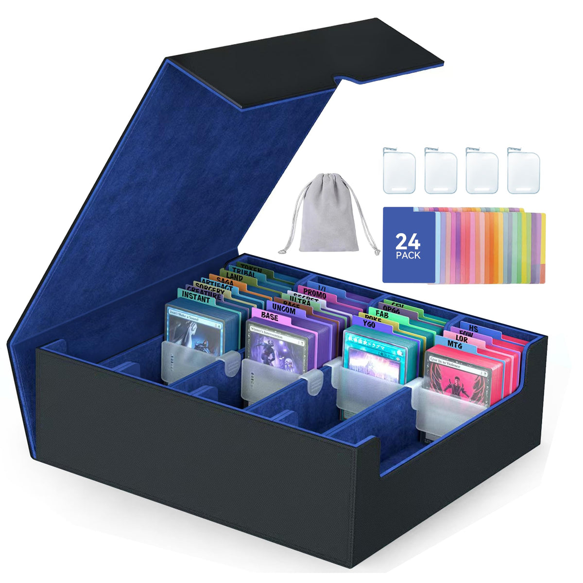 ENTUMO 4-Row card storage box top view shows ample capacity for organized decks