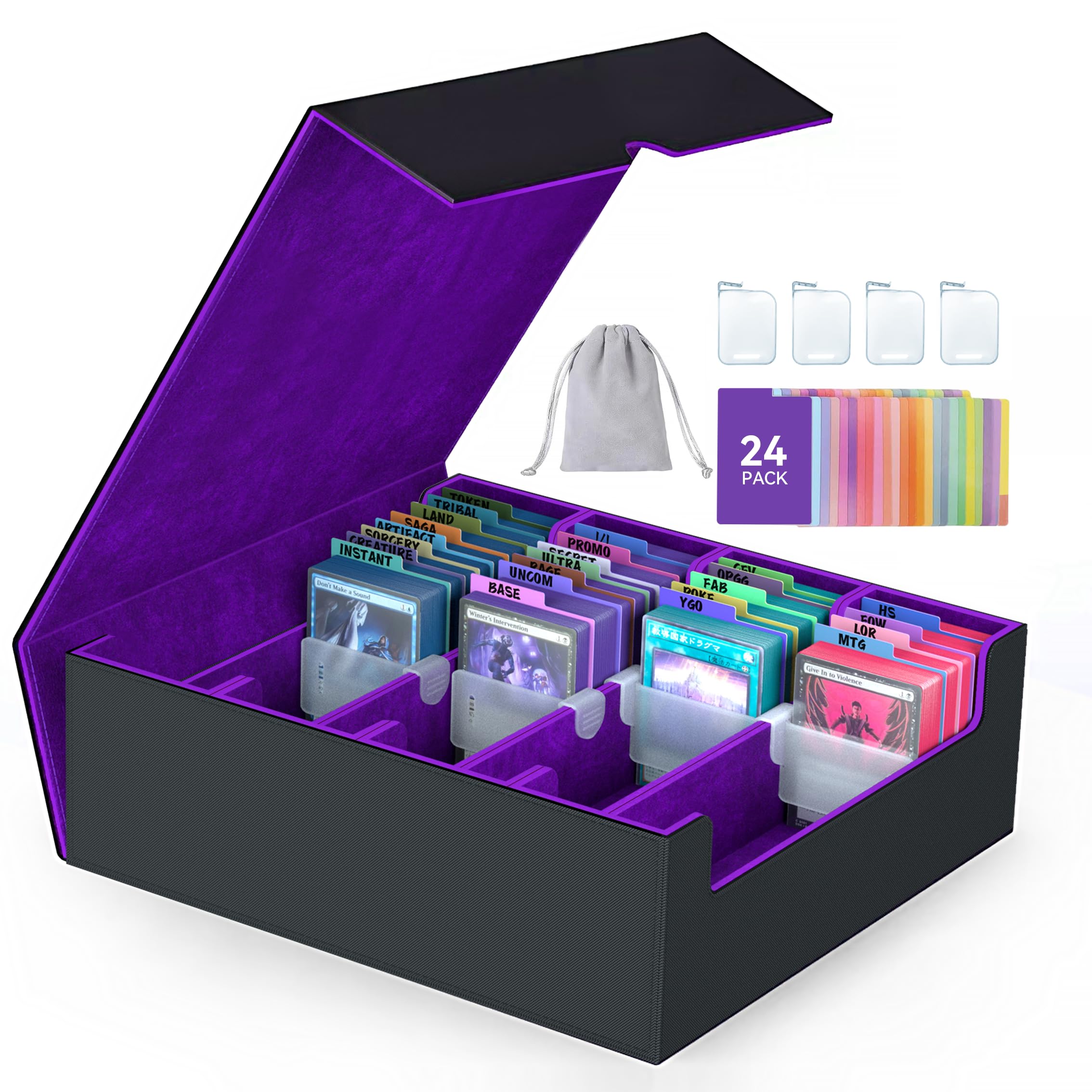ENTUMO 4-Row storage box exterior shows durable PU leather protection for valuable cards.