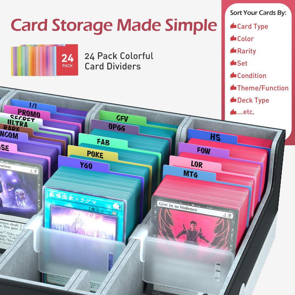 ENTUMO adjustable card supports prevent tipping for neat stacking.