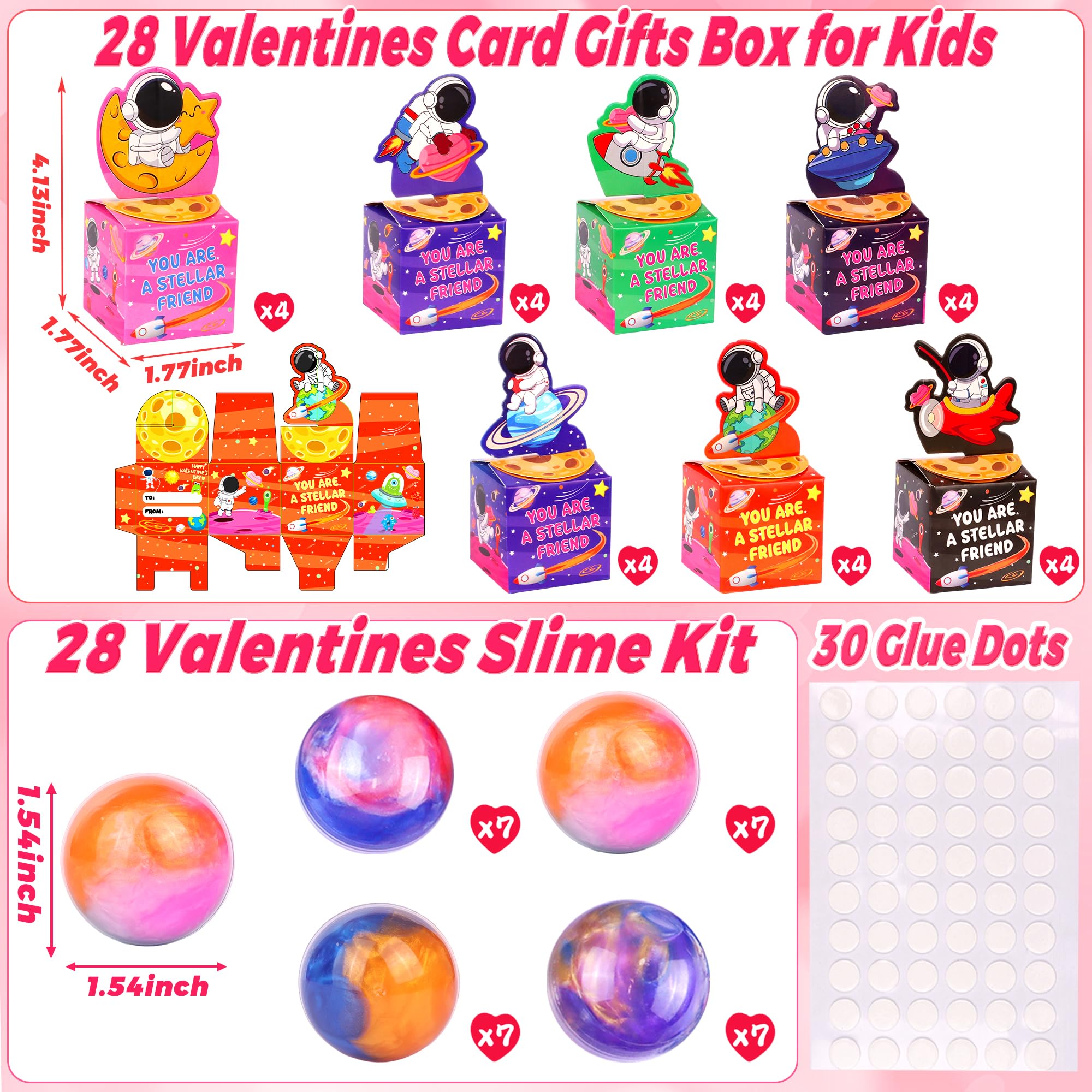 Envotek astronaut valentines card boxes showcasing space-themed artwork for classroom gifting.