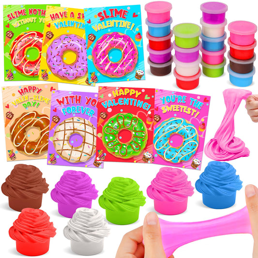 Envotek butter slime kit cups in vibrant colors ideal for classroom exchanges.