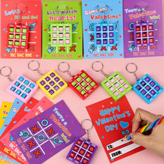 Kids exchanging Envotek cards in a classroom setting.