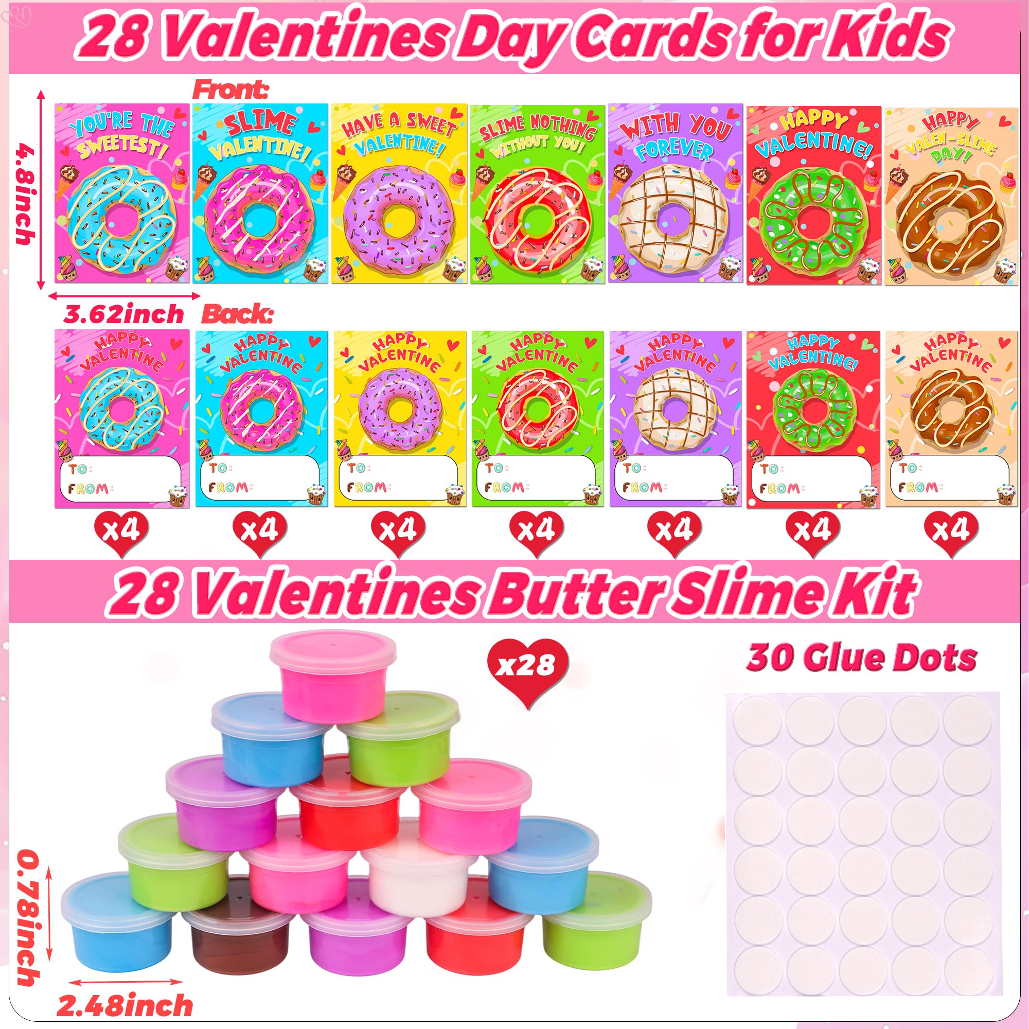 Envotek dessert-themed Valentine cards paired with slime for playful gifts.