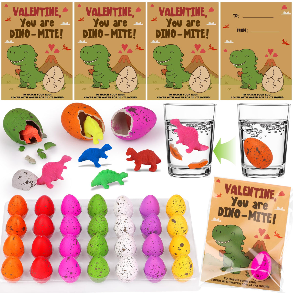Envotek colorful dino eggs 28-pack ready for classroom gifting and exploration