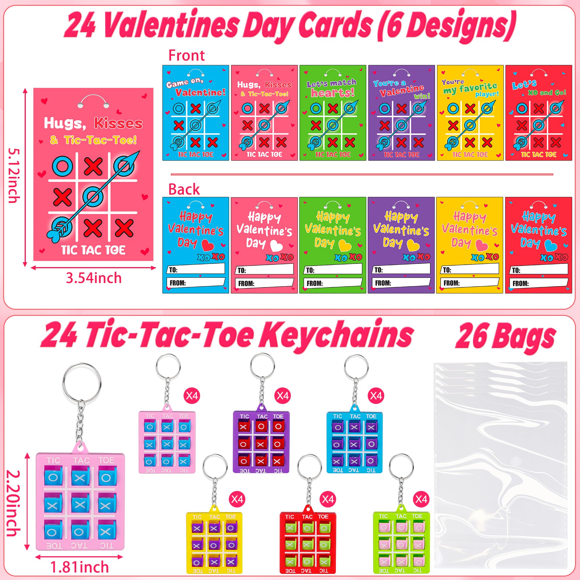 Envotek six-design valentines cards in bright colors for kids' exchanges.