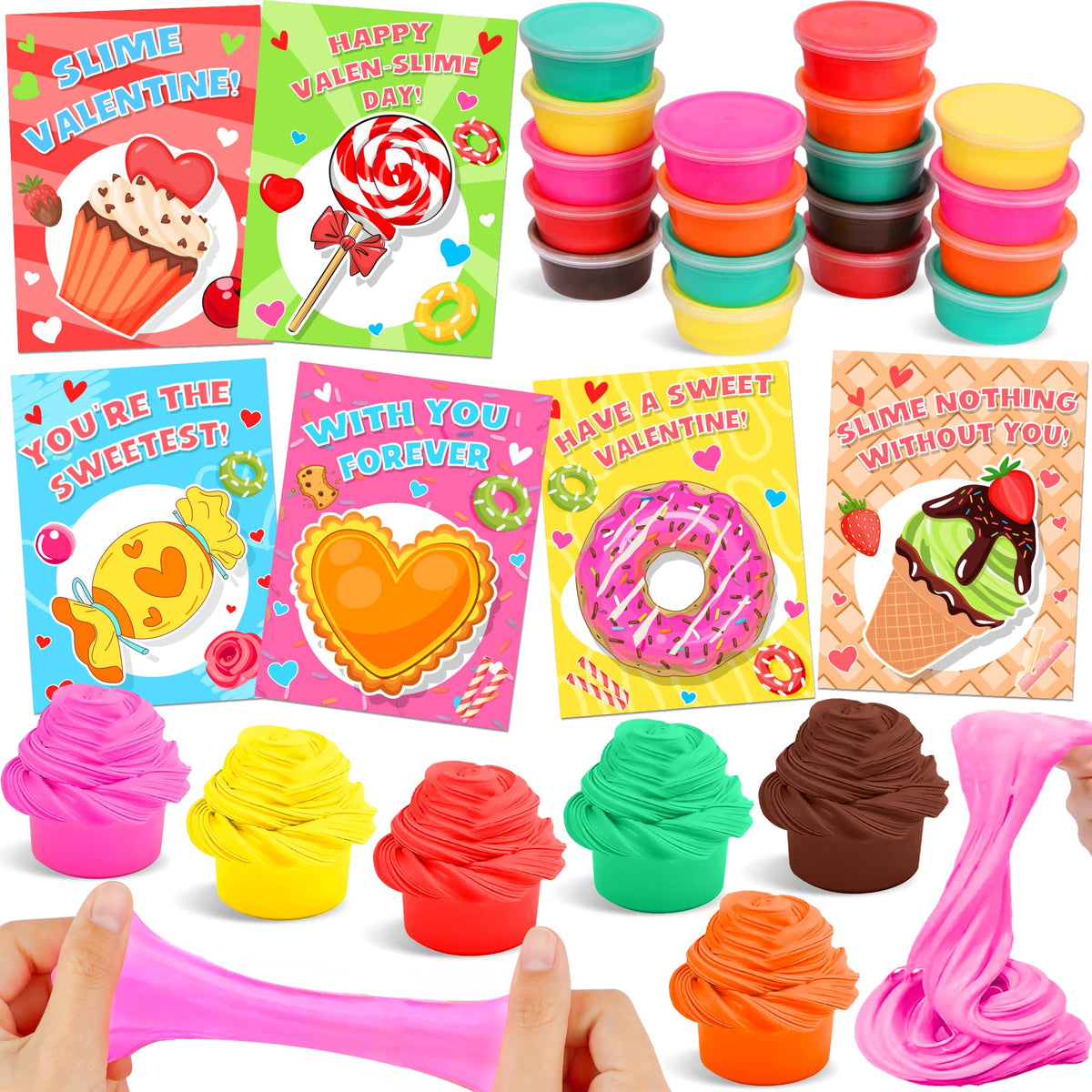 Envotek Valentines Butter Slime Kit image with colorful cards for classroom exchanges.