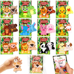 Envotek valentines cards featuring animal designs for quick classroom exchanges.