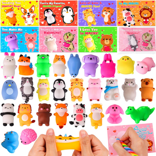 Envotek valentines cards with kawaii mochi squishies set for sharing