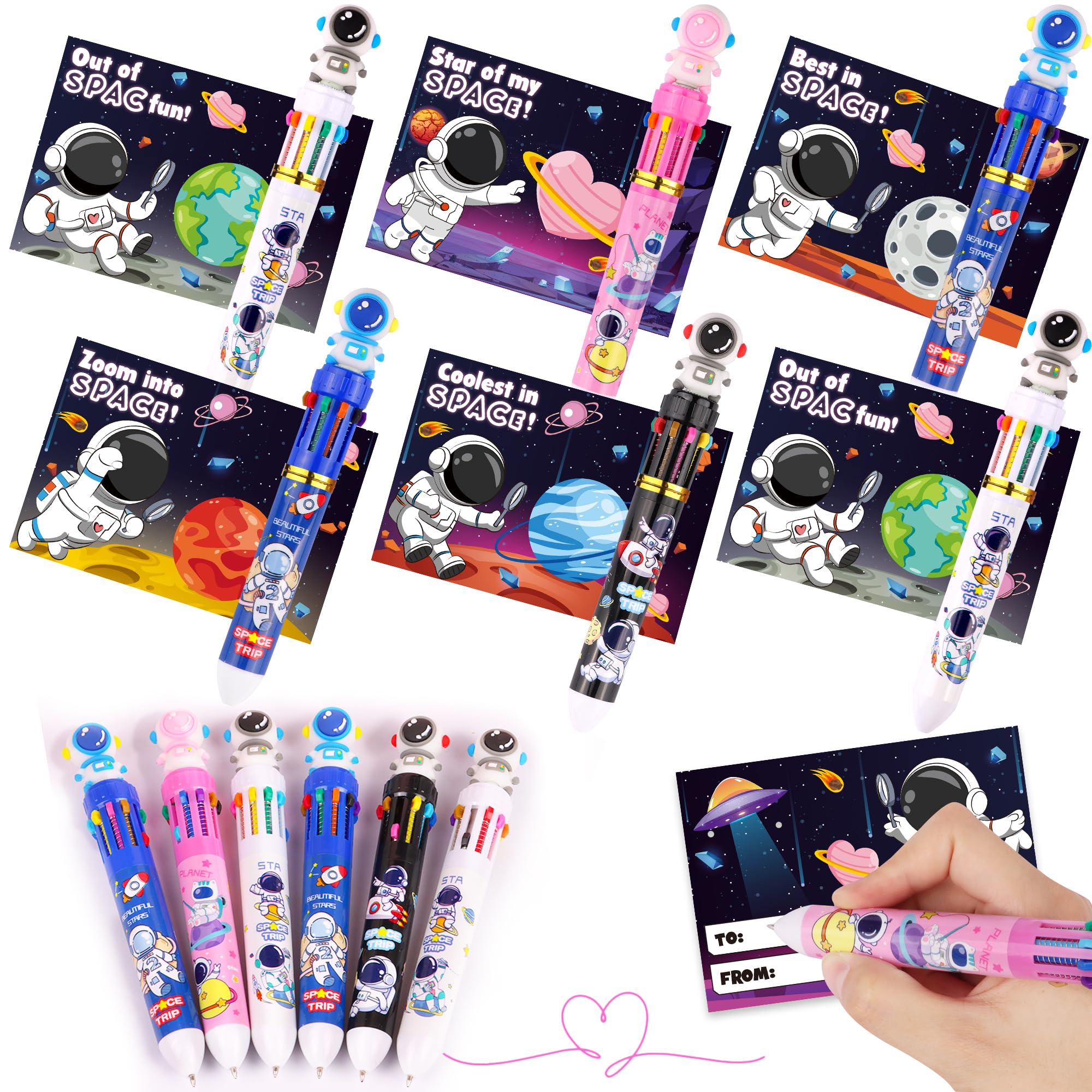 Envotek valentines classroom gift set with pens and cards for easy school exchanges.
