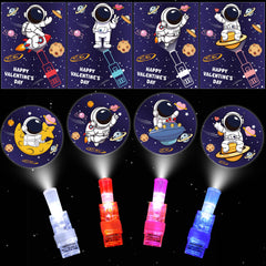 Envotek valentines LED finger light card with astronaut pattern for classroom fun.