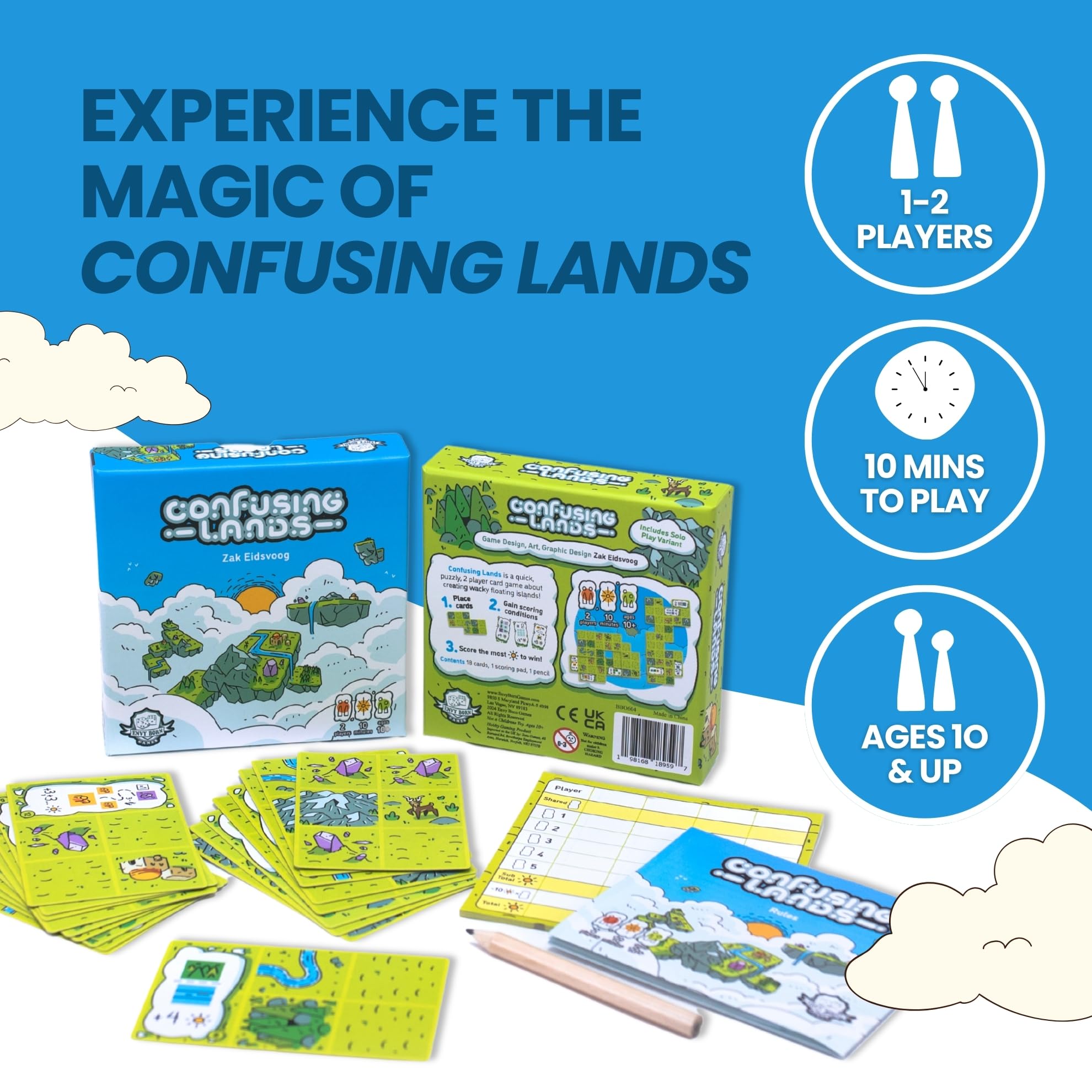 Envy Born Games Confusing Lands pocket size box for travel days
