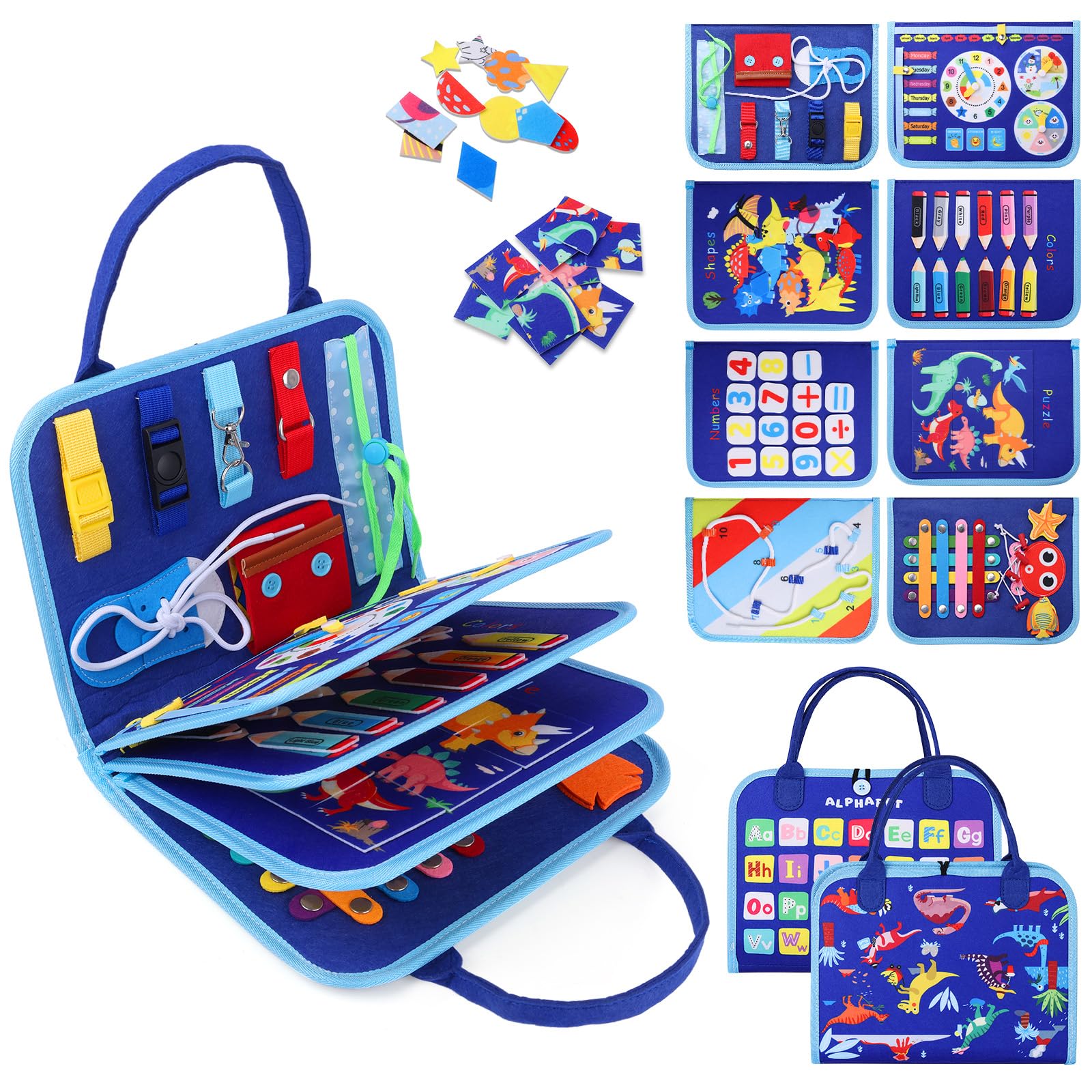 Envyvip Busy Board front view highlighting educational activities for early learning