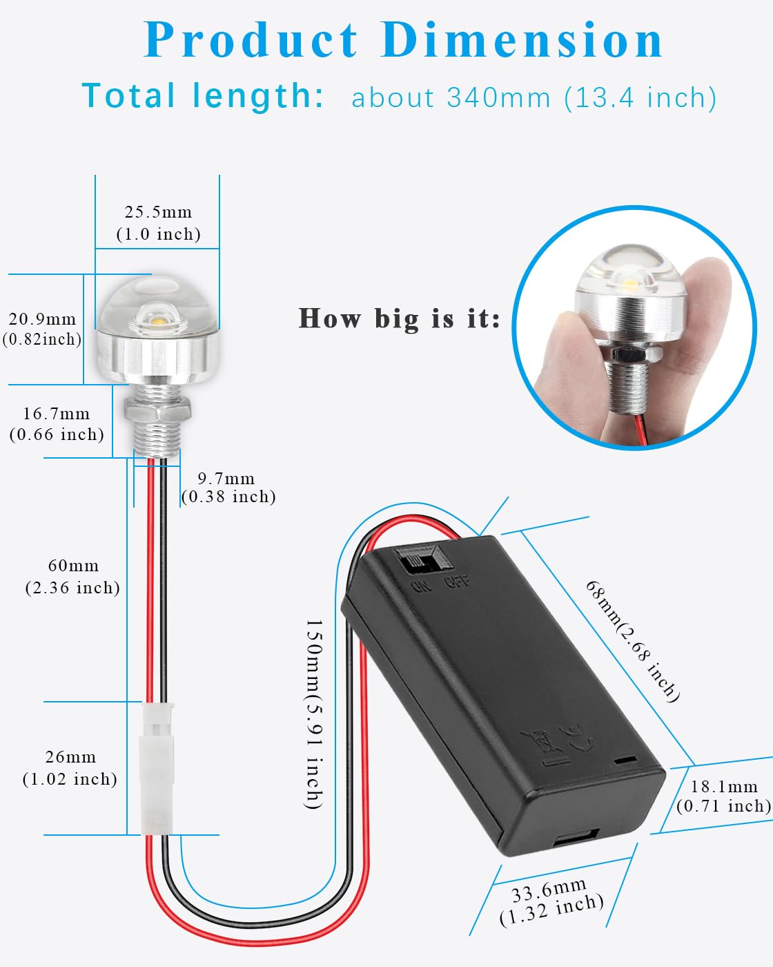 enwant small battery box with on/off switch for convenient power control