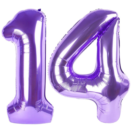 Enyeopd 14th birthday purple number balloon 40 inch for festive celebrations