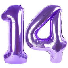 Enyeopd 14th birthday purple number balloon 40 inch for festive celebrations