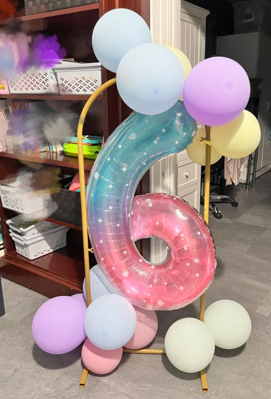 Enyeopd 40-inch number balloon 19 in blue and pink, ideal for celebrations.