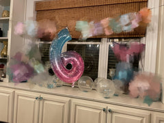 Enyeopd 40-inch number balloon 29 in blue and pink, creates dramatic party focal point.