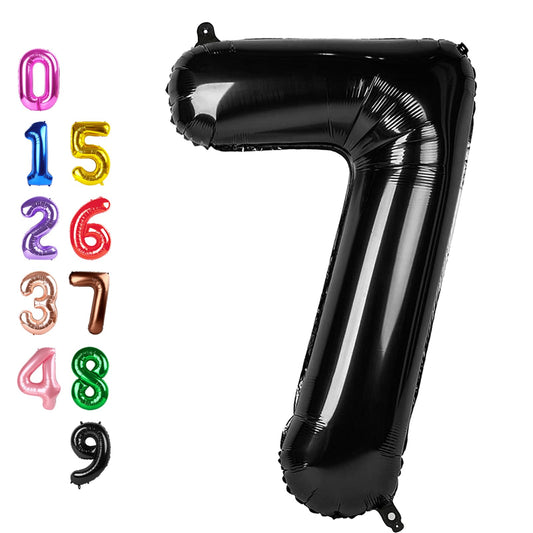 Enyeopd 40-inch number 7 balloon in black adds a bold focal point for the party.
