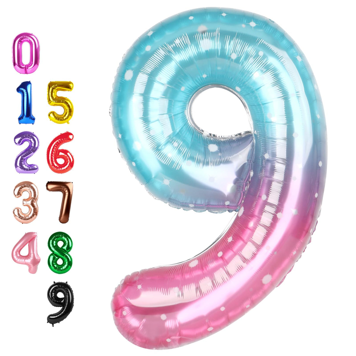 Enyeopd 40-inch number balloon 9 in blue and pink, perfect for milestone birthdays.