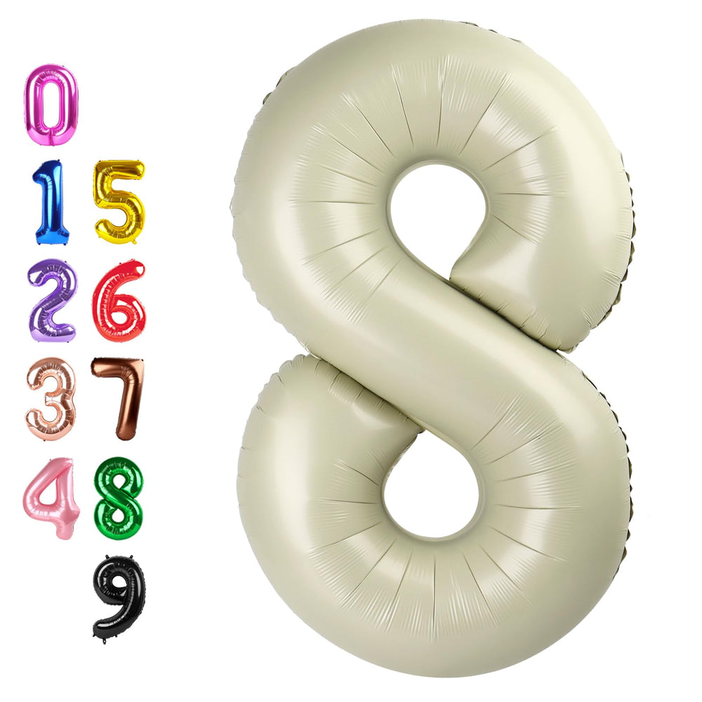 Enyeopd 8th cream number balloon, ideal for milestone celebrations and photos.