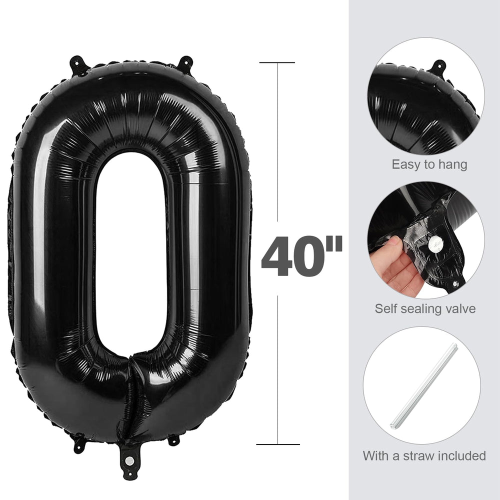 Enyeopd 40-inch black zero balloon stack arrangement for dramatic displays
