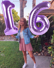 Enyeopd birthday decor balloon 40inch purple number for weddings
