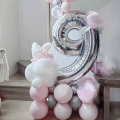 Enyeopd birthday balloon 9-silver, easy to inflate and arrange for quick party setups