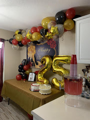 Enyeopd gold number balloons decorate birthdays with glamorous accents.