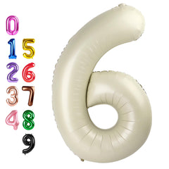 Enyeopd Cream Number 6 balloon, 40-inch size, ideal centerpiece for a 6th birthday.