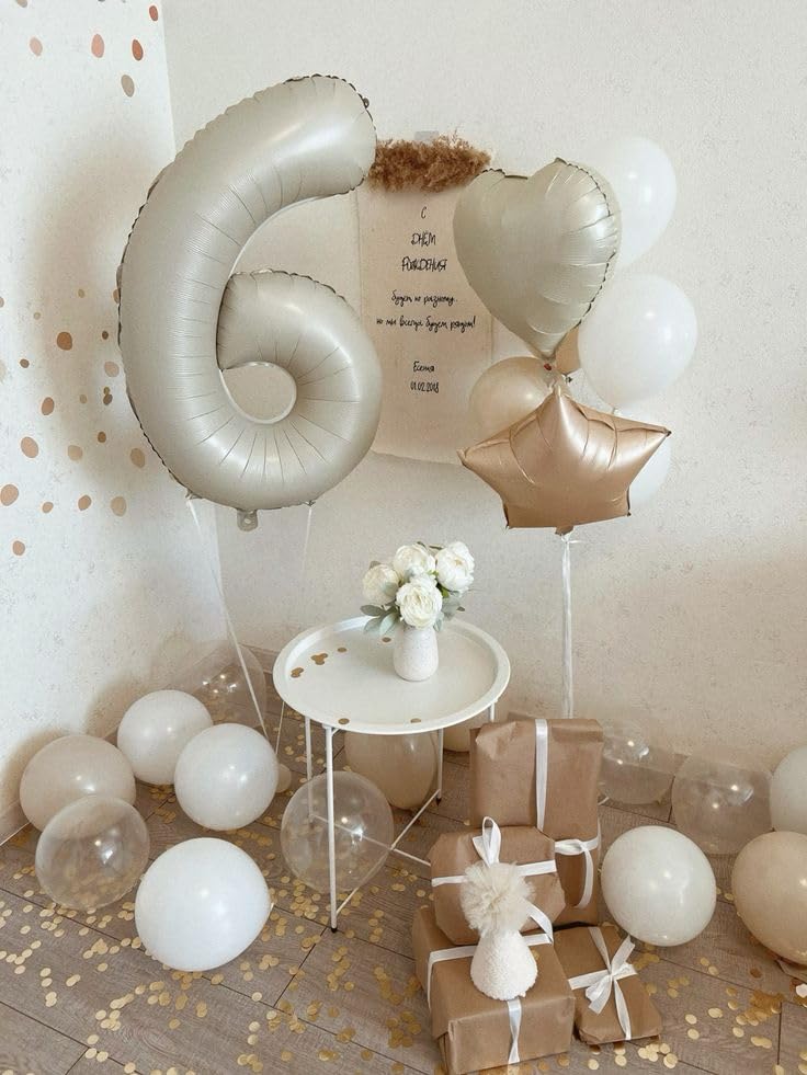 Enyeopd Cream Number 6 balloon display for hanging setups and quick transforms.