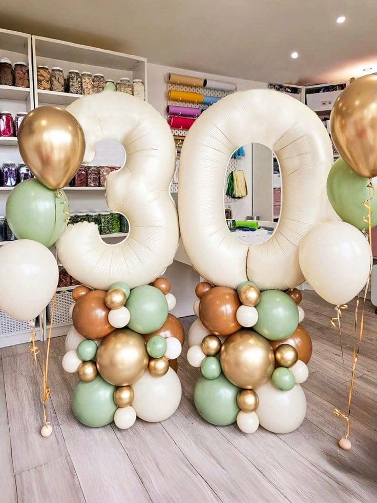 Enyeopd number balloons color options enhance party themes with cream numerals.